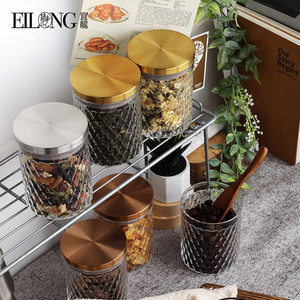 宜龙家用高硼硅耐热玻璃茶叶罐不锈钢密封罐存储罐茶仓茶罐