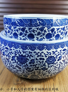 聚宝盆青花瓷器碗莲水培绿萝鱼缸