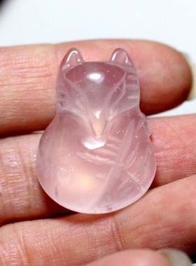 正品天然粉水晶小狐狸吊坠女款招桃花运粉晶转运脱单项链生日礼物