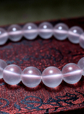 天然莫桑比克粉色粉晶手链女芙蓉石粉水晶手串生日送闺蜜礼物桃花