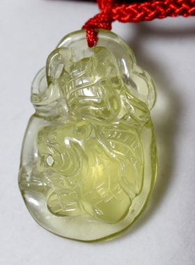 天然黄水晶十二生肖属相吊坠女本命年项链男属虎猪护身符挂件饰品