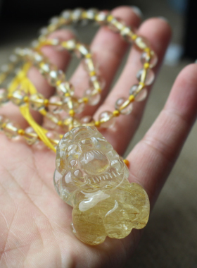 天然水晶原石金发晶钛晶发晶貔貅吊坠项链挂件男女情侣吉祥物礼物