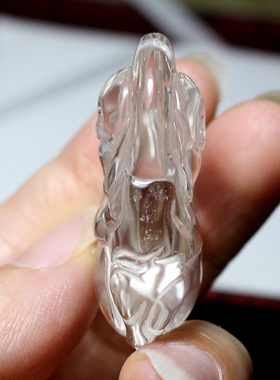 天然收藏级巴西白水晶弥勒佛吊坠大肚笑佛项链男女礼物双面雕刻