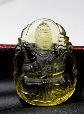 2025天然黄水晶虚空藏菩萨吊坠生肖牛虎本命佛守护神菩萨男女礼物