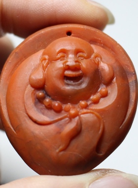 大凉山天然南红玛瑙吊坠佛 开运礼物磨砂面