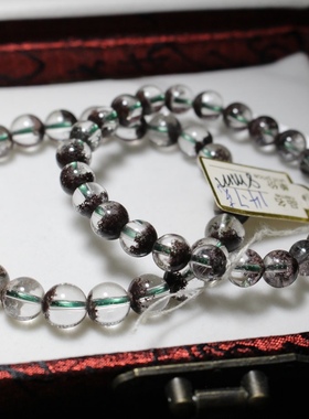 天然水晶红绿幽灵手链女绿聚宝盆半盆幽灵千层满天星手串男转运