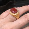 Wassily made oxblood red ring, 18k gold, thick gold particles inlaid with diamonds, 19 rings, rich color, solid color naked surface