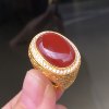 Wassily made oxblood red ring, 18k gold, thick gold particles inlaid with diamonds, 19 rings, rich color, solid color naked surface