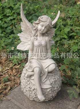 亚马逊欧式新款花园花仙子树脂工艺品摆件户外庭院园林创意装饰品
