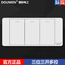 International Electrician 118 Concealed Wire Drawing White Combined Switch Socket Home Three Three Open Multi-Control Midway Switch