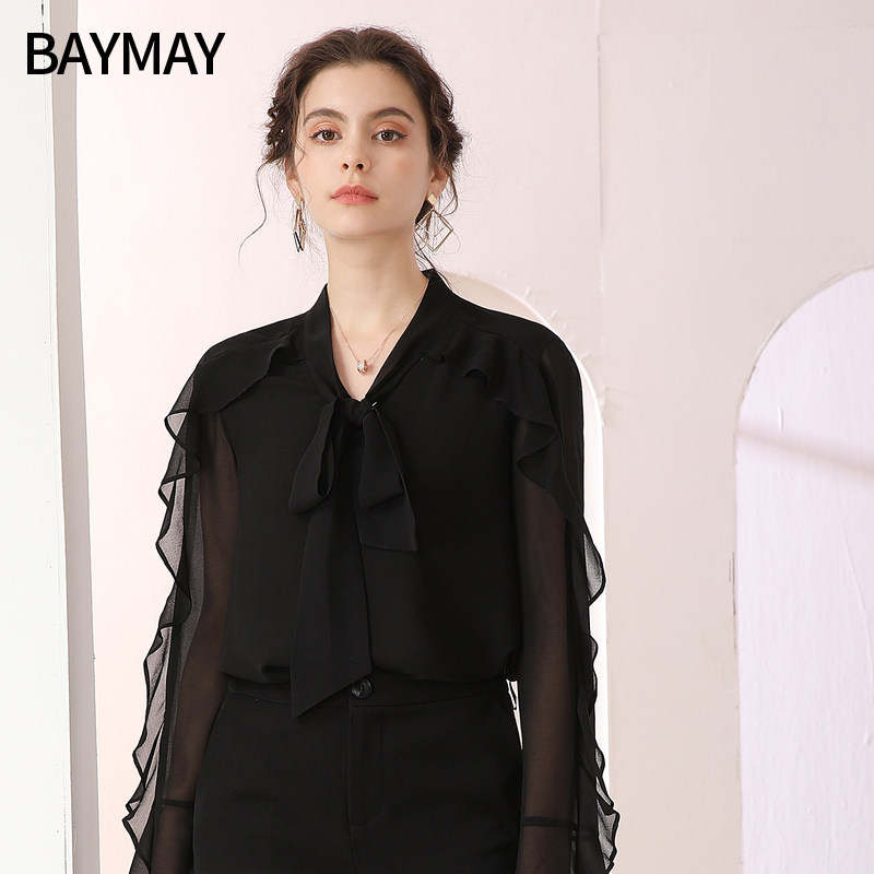 2020年早秋新款雪纺衫长袖韩版衬衫 baymay蕾丝衫/雪纺衫