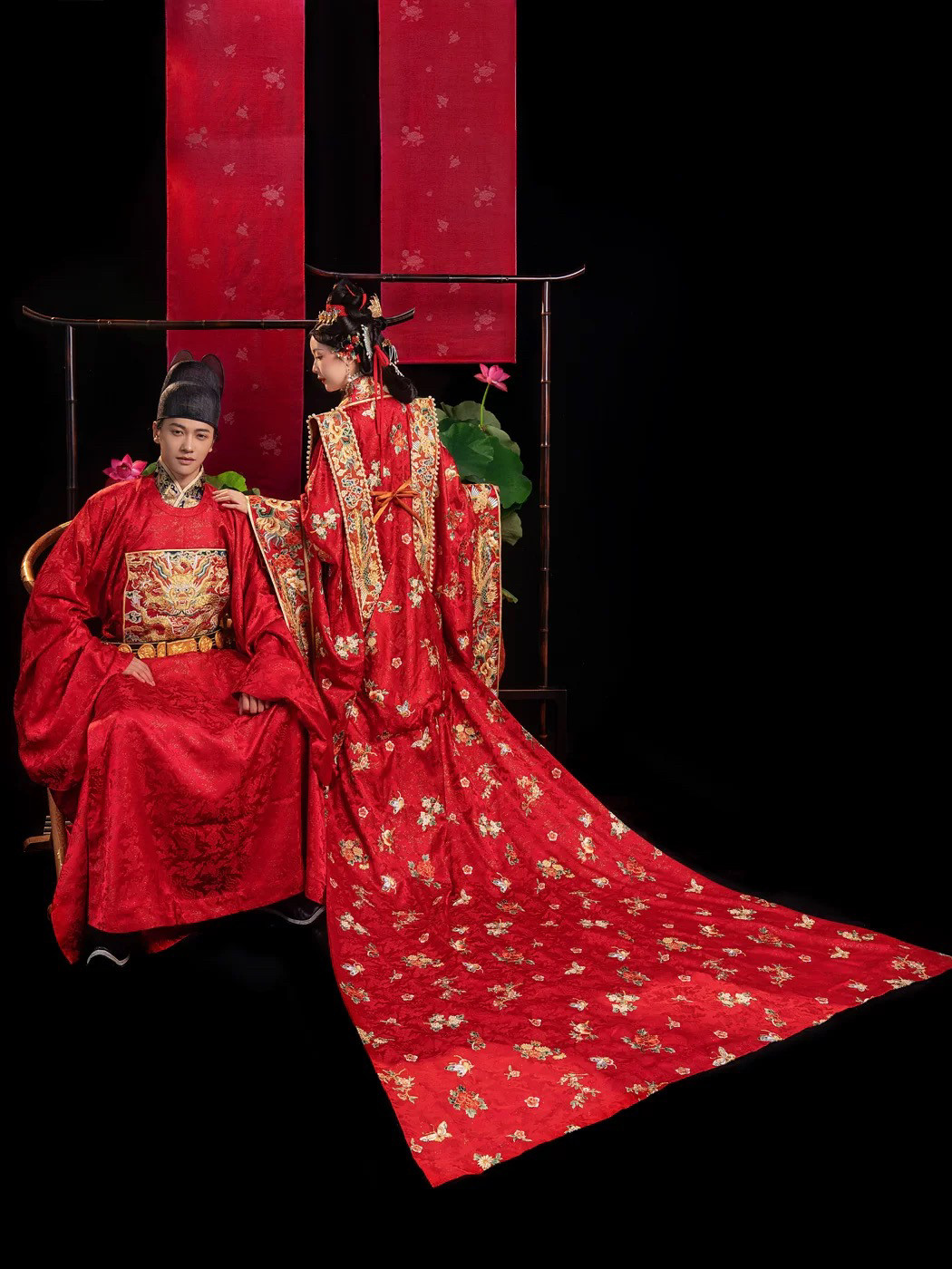 【出租】遇囍来汉服婚服女明制婚礼盘金绣拖尾大袖衫圆领袍长相见,淘宝优惠券,粉丝福利购,淘宝优惠卷