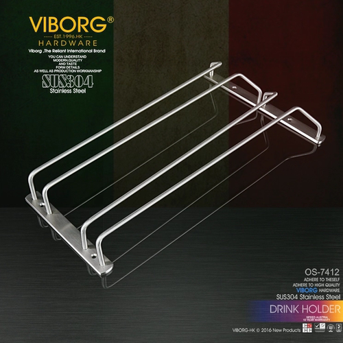 VIBORG 高端红酒杯架倒挂实心悬挂式家用免打孔高脚杯酒柜收纳架 - 图1