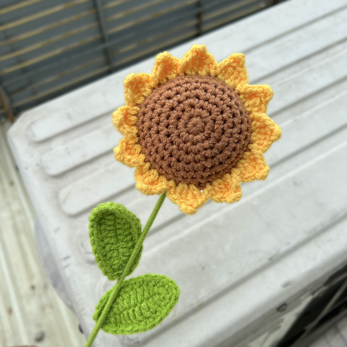 向日葵手工钩织毛线花摆地摊毕业教师节礼物成品编制钩针仿真花束 - 图2