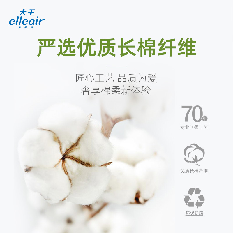 大王爱璐儿Elleair干湿两用抑菌棉柔巾网纹洁面巾洗脸巾60抽*6包 - 图1