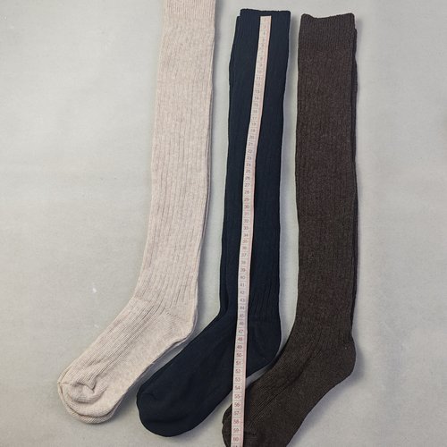 秋冬季女士纯棉长筒袜纯色双针简约百搭及膝小腿高筒袜子库存清货 - 图2