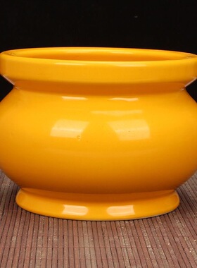 无字黄色陶瓷佛具用品