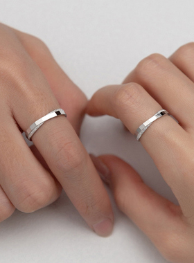 初见相濡以沫情侣戒指纯银对戒开口男女款轻奢高级感一对七夕礼物