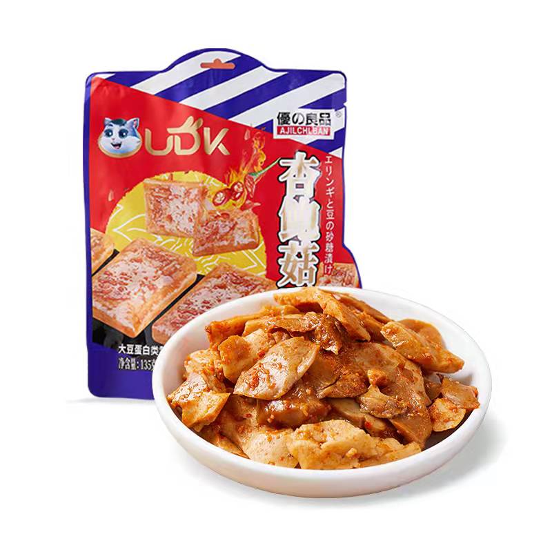 UDK优之良品 豆脯素肉135g/袋 烧烤杏鲍菇香辣味独立包装休闲零食 - 图0