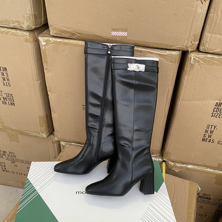 外贸原单时尚洋气春秋尖头粗跟长靴高跟高筒侧拉链骑士时装女靴,淘宝优惠券,粉丝福利购,淘宝优惠卷