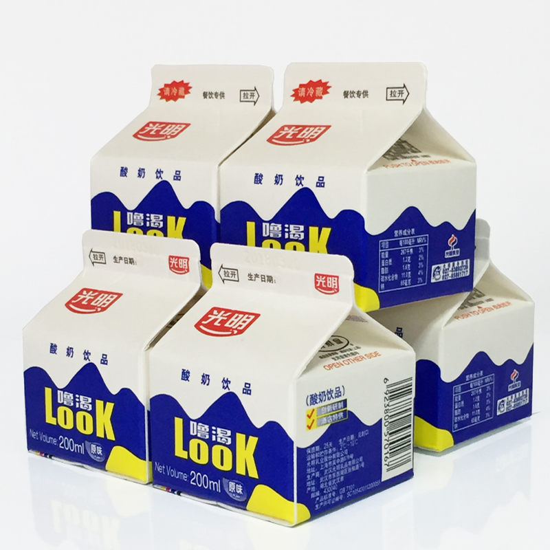 光明酸奶look噜渴458ml盒装原味饮品酸牛奶酒店正品冷藏冷运包邮 - 图0