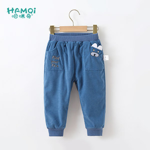 男童加绒休闲裤冬季加厚北极绒裤子中大儿童外穿灯芯绒裤童装冬装