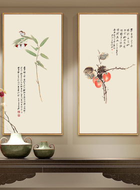 小清新风张大千沙发背景墙装饰画