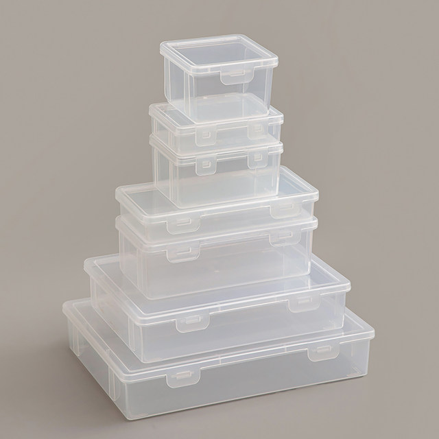 Small storage box Small items on the desktop with lid Transparent box Plastic mini card Debris storage box