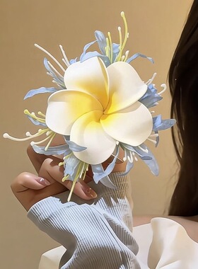 2026新款新中式花朵发夹女拍照度假风鸭嘴夹侧边夹发卡头饰头花