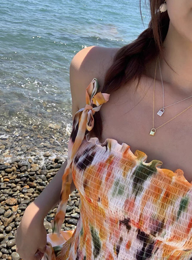 博主同款 情侣锁头项链2024新款时髦简约锁骨链轻奢小众生日礼物