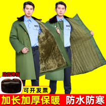 New military cotton great clothes mens winter thickened long section of labor security cotton clothing anti-cold high-end Northeast cotton padded jacket yellow green coat