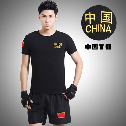 Камуфляжная летняя тактическая футболка с коротким рукавом, дышащий комплект для тренировок, с вышивкой