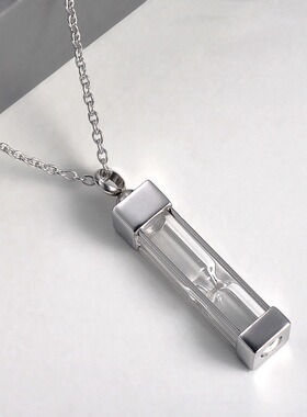 不锈钢可打开沙漏纪念亲人项链