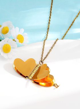 DIY不锈钢可打开爱心书本项链