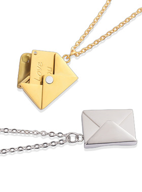 可打开信封情书DIY刻字定制项链