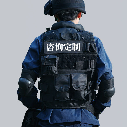 WZJP无贼黑色背心钓鱼马甲摄影多口袋透气户外男军迷战术背心保安 - 图0