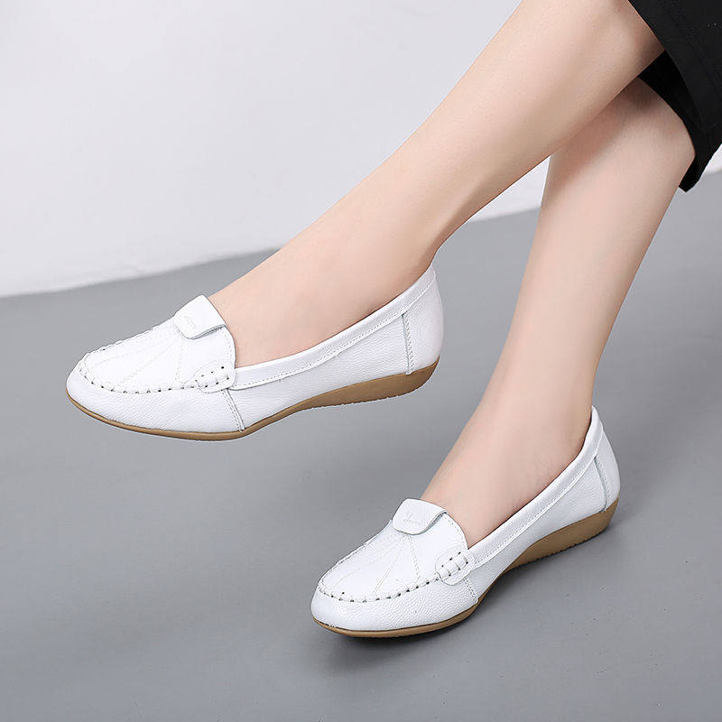 【头层牛皮,北极绒】秋季妈妈豆豆鞋 北极绒大树T恤