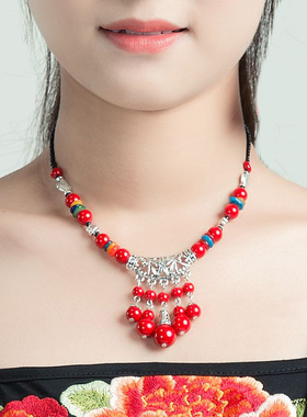 新款云南民族风配饰眉心坠项链