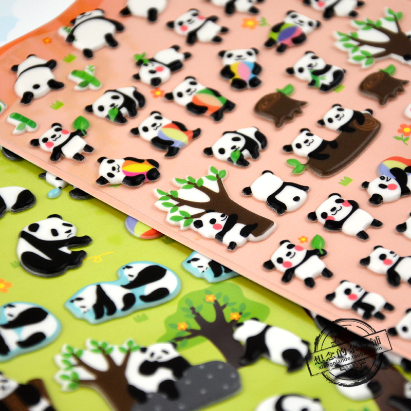韩国funny贴纸大小熊猫立体儿童卡通玩具幼儿园奖励小可爱装饰画