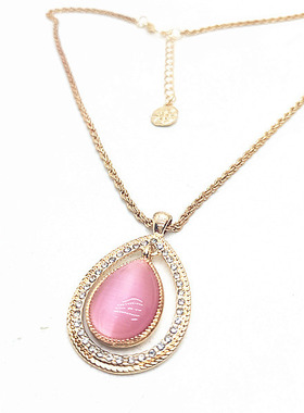 打标猫眼石项链水滴形时尚饰品