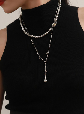 有球必应圆珠链毛衣链秋冬长项链女士轻奢高级感精致配饰装饰挂件