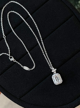 香水瓶莫桑钻项链配裙子祖母绿形切割人工钻石锆石日常百搭锁骨链