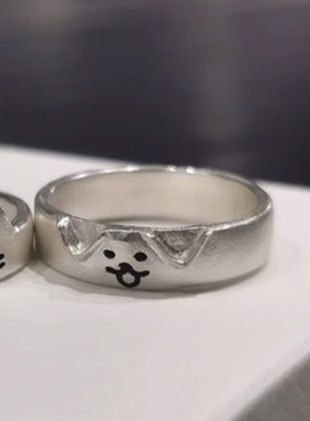 可爱小猫和小狗戒指个性叠加组合