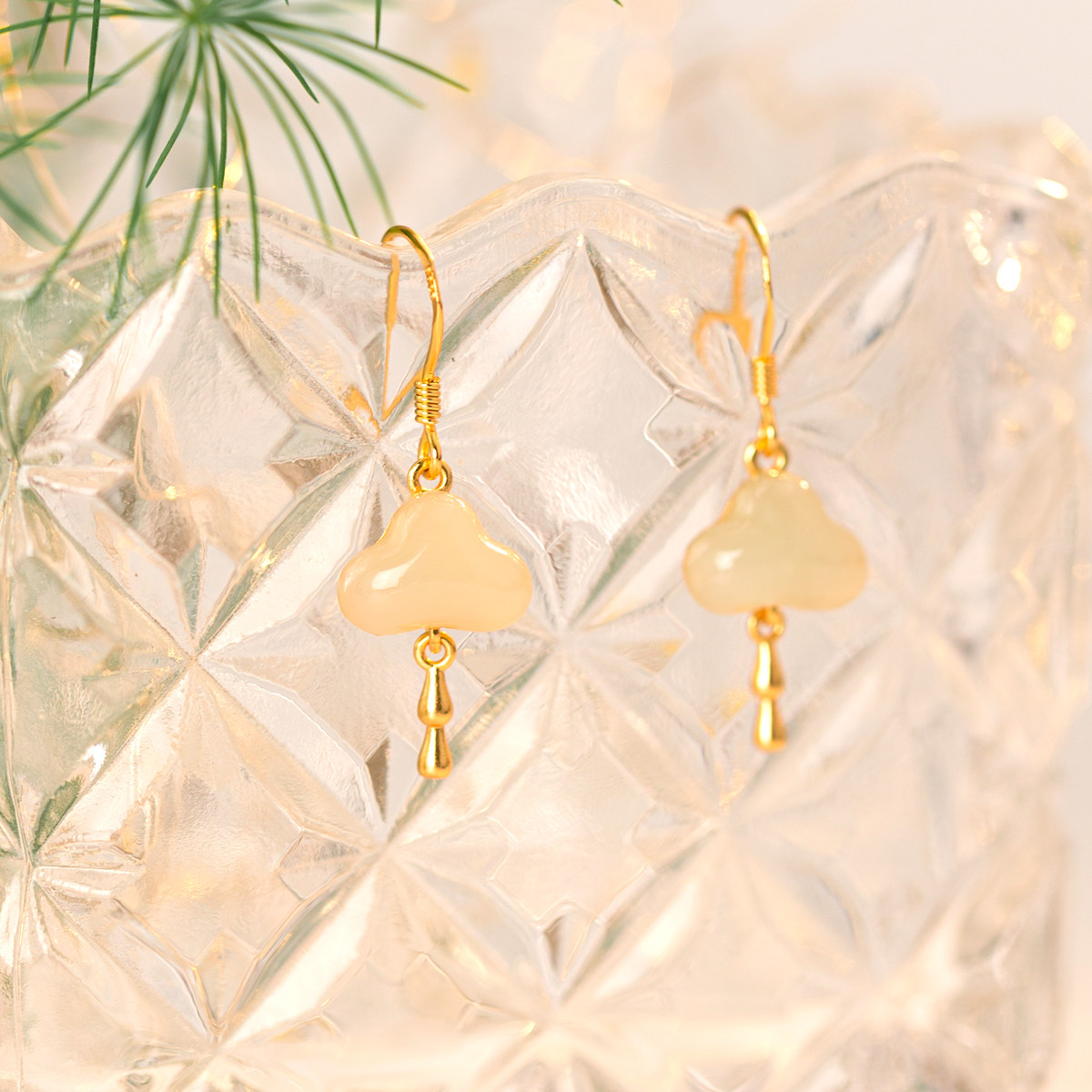 925纯银和田玉耳坠冰种云朵耳环如意古风耳饰耳钉2026年新款爆款,淘宝优惠券,粉丝福利购,淘宝优惠卷