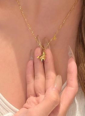 秋冬新款小马吊坠2026马年本命年项链钱币偏财旺财毛衣链秋冬配饰