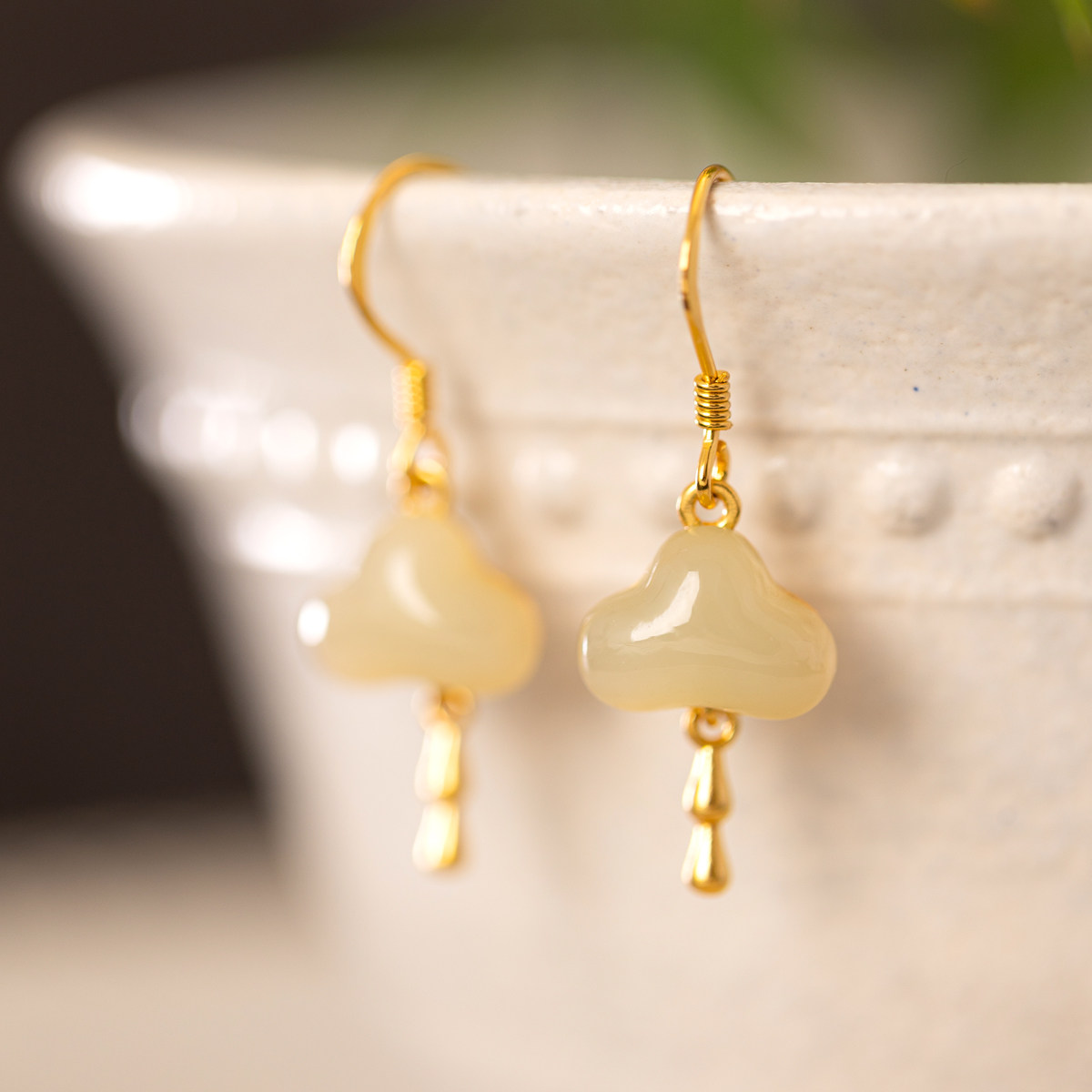 925纯银和田玉耳坠冰种云朵耳环如意古风耳饰耳钉2026年新款爆款,淘宝优惠券,粉丝福利购,淘宝优惠卷