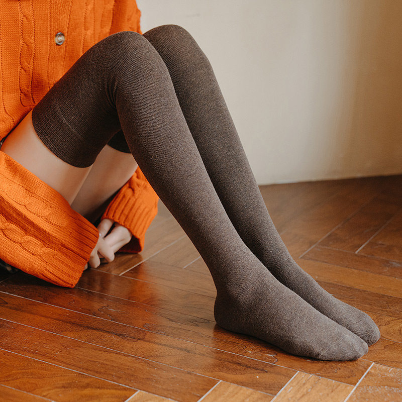 无骨长筒袜女过膝秋冬复古纯棉防滑护膝腿袜显瘦高筒袜子春秋长袜,淘宝优惠券,粉丝福利购,淘宝优惠卷