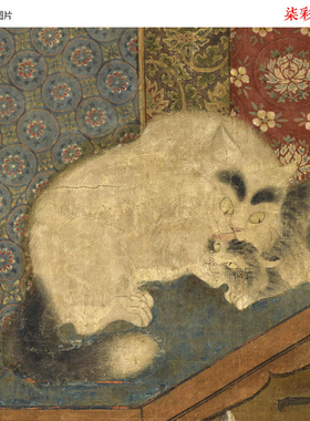 宋画宋人戏猫图轴工笔猫绢本微喷复制学习画稿名画立轴