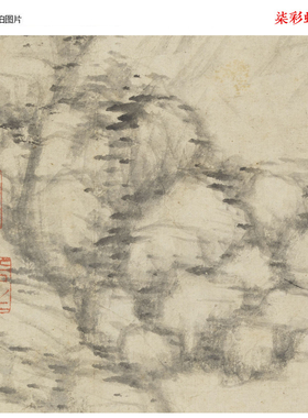 元倪瓒山水画桐露清琴图轴原大高清复制品书房装饰画国画临摹画稿