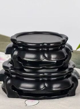 紫光檀实木底座木雕摆件工艺品玉石印章香炉底座金蝉佛像座茶壶垫